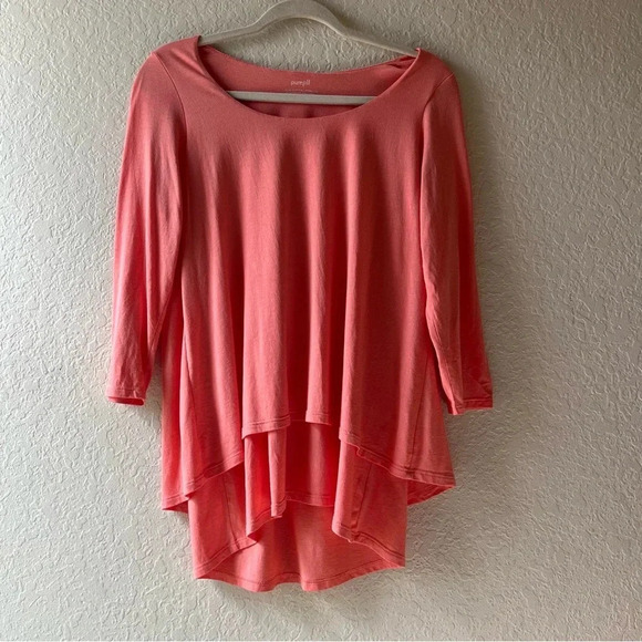 elliptical peach coral loose vacation 3/4 sleeve soft classic spring Lagenlook - Picture 3 of 12